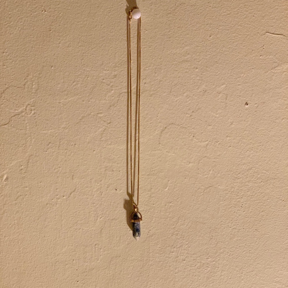 Blue crystal necklace w/ gold chain LABOR DAY SALE